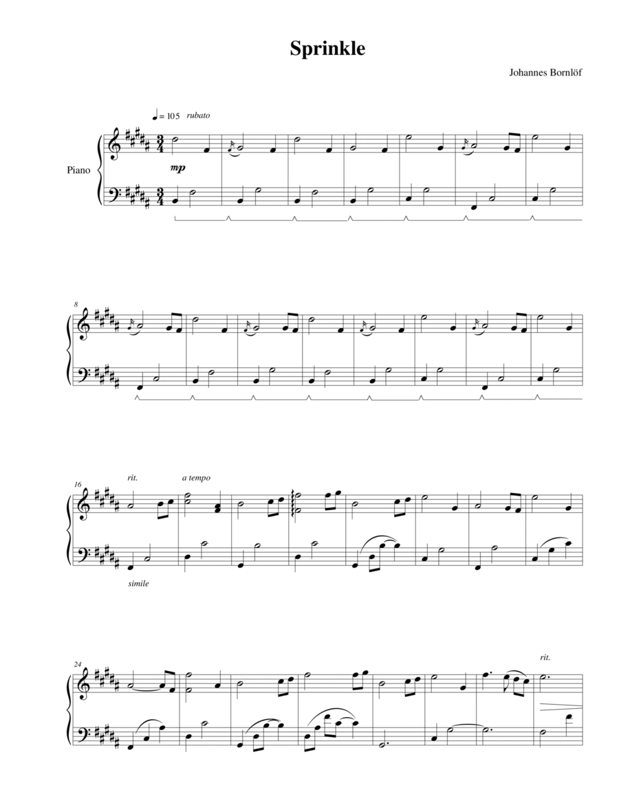 Sprinkle Piano, Vocal, Guitar scores gallery preview page 1