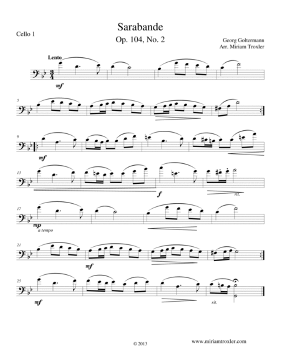 Sarabande Cello scores gallery preview page 5