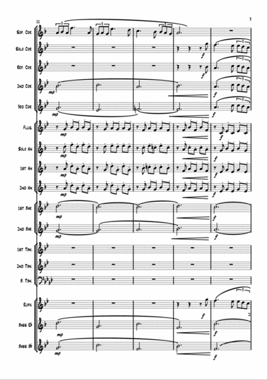 Schubert's Serenade in Dm. For Soprano Eb cornet and brass band. Brass Band scores gallery preview page 3