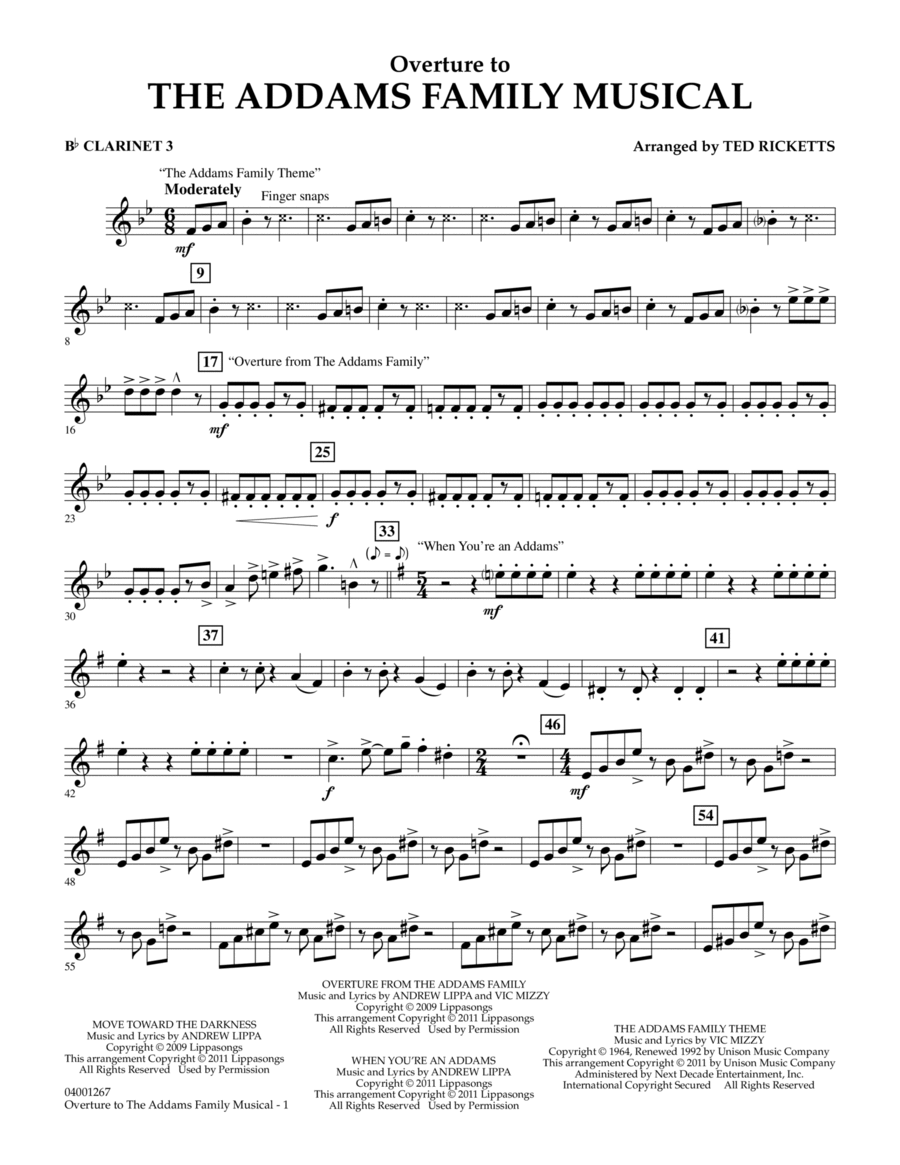 Overture to The Addams Family Musical - Bb Clarinet 3