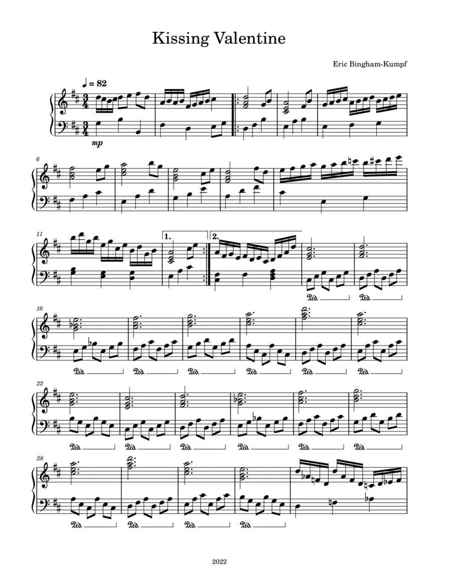 Kissing Valentine Piano Solo scores gallery preview page 1