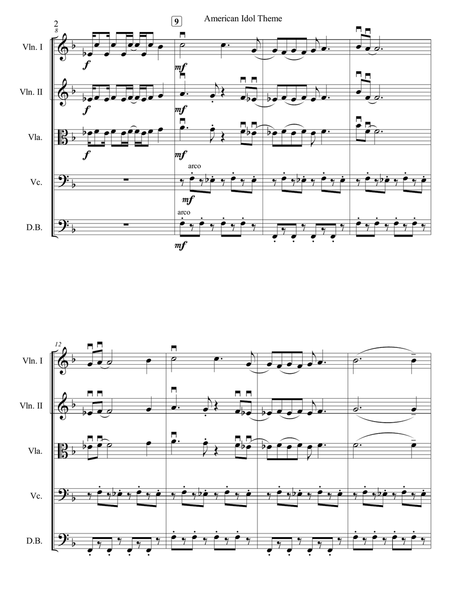 American Idol Theme American Idol Theme String Orchestra scores gallery preview page 3