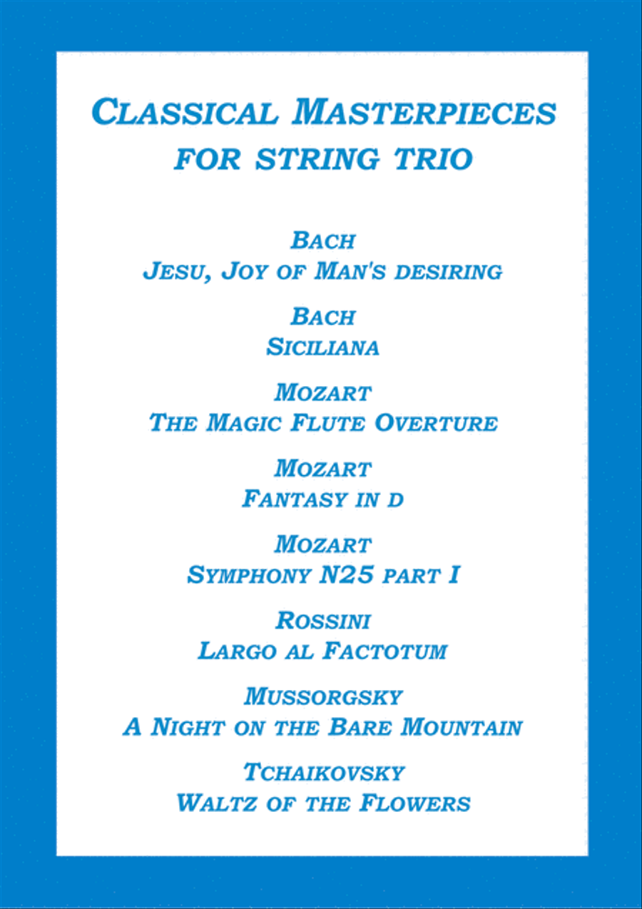 Classical Masterpieces for string trio String Trio scores gallery preview page 1