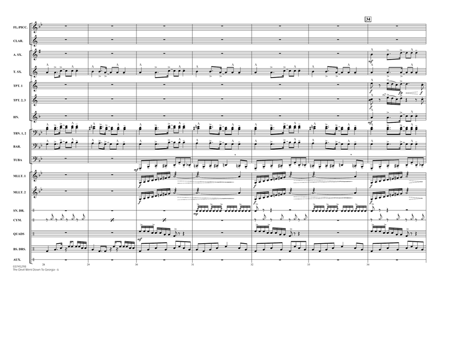 The Devil Went Down to Georgia - Full Score Marching Band scores gallery preview page 6