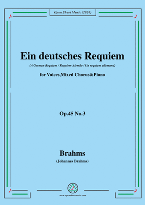 Book cover for Brahms-Ein deutsches Requiem(A German Requiem),Op.45 No.3,for Voices,Mixed Chorus&Piano