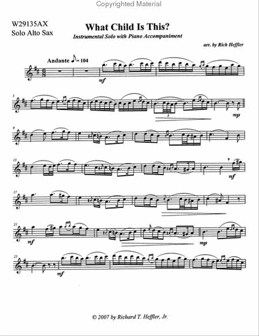 What Child Is This? Alto Saxophone scores gallery preview page 2