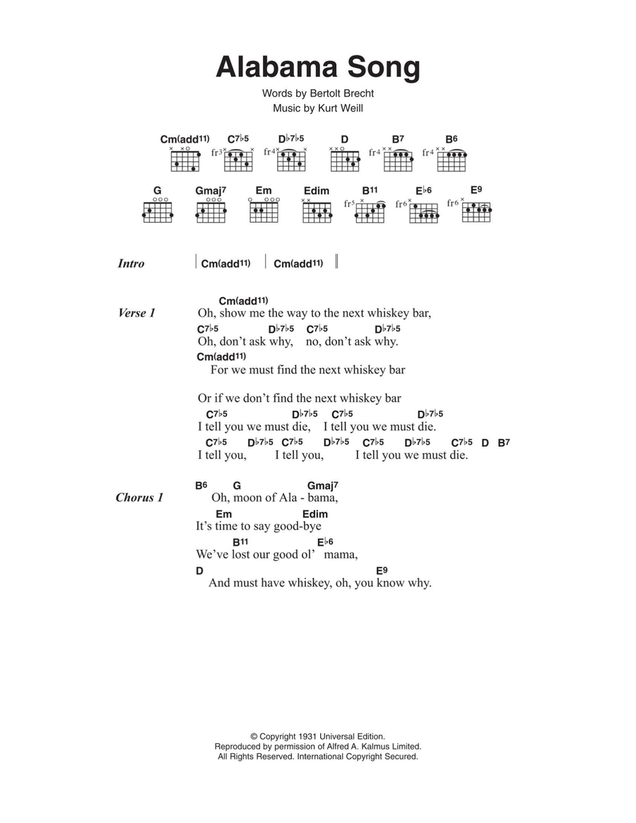 Alabama Song Alabama Song Acoustic Guitar scores gallery preview page 1