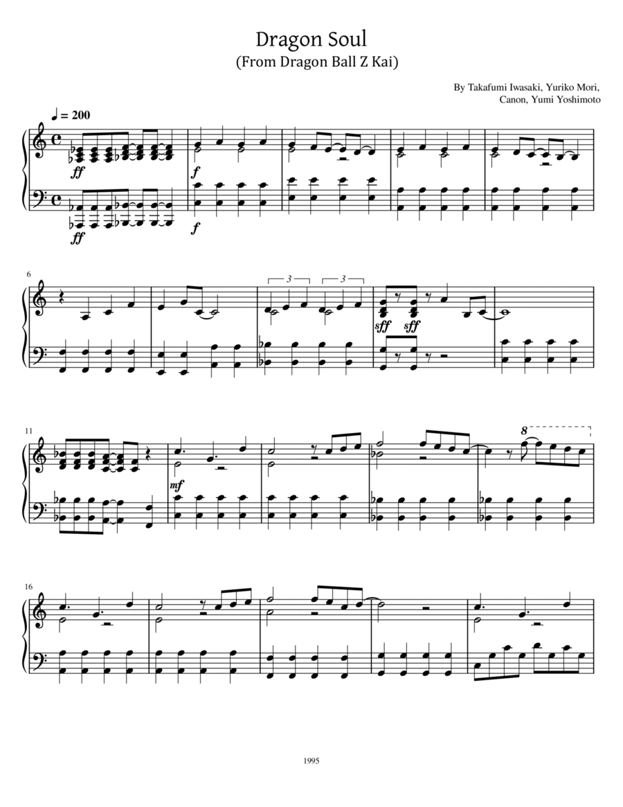 Dragon Ball Kai Cues Piano Solo scores gallery preview page 1