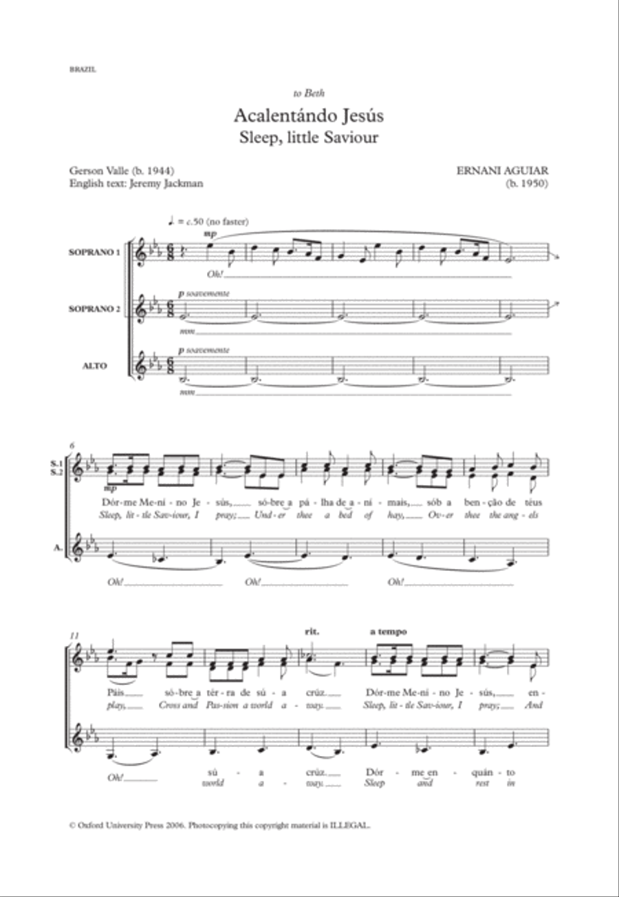 Acalentando Jesus (Sleep, little Saviour) SSA scores gallery preview page 1