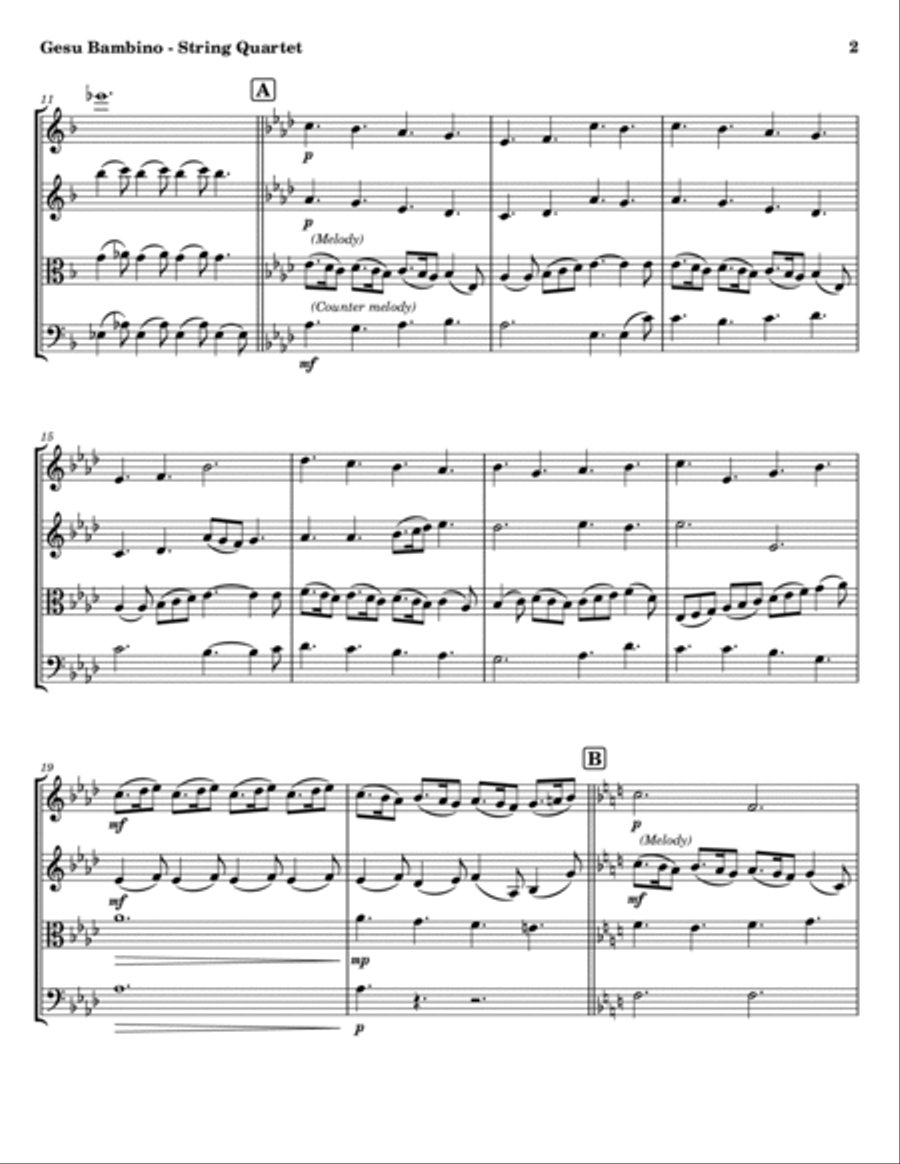Gesu Bambino (Pastorale) - The Infant Jesus - String Quartet String Quartet scores gallery preview page 2