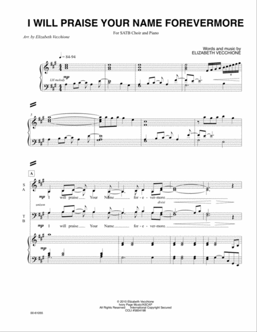 I Will Praise Your Name Forevermore - SATB score 4-Part scores gallery preview page 2