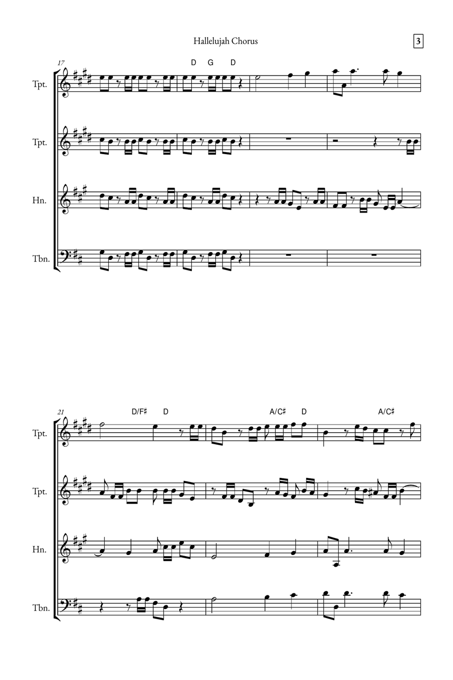 Hallelujah Chorus Brass Quartet scores gallery preview page 3