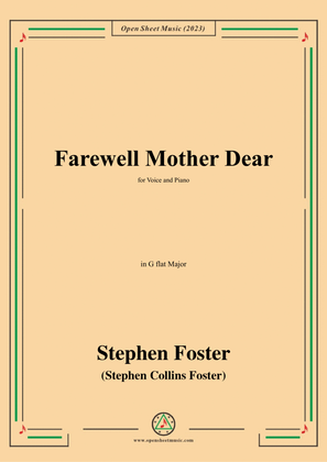 Book cover for S. Foster-Farewell Mother Dear,in G flat Major