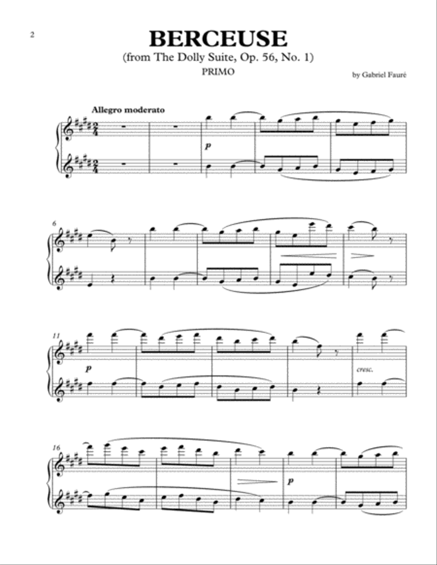 Berceuse (from The Dolly Suite) 1 Piano, 4-Hands scores gallery preview page 2