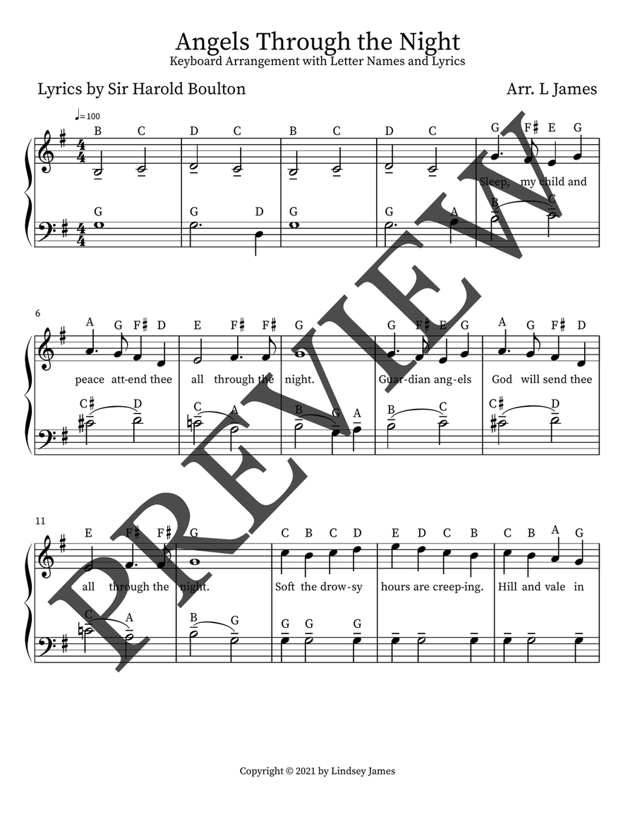 Angels Through the Night Piano Method scores gallery preview page 1