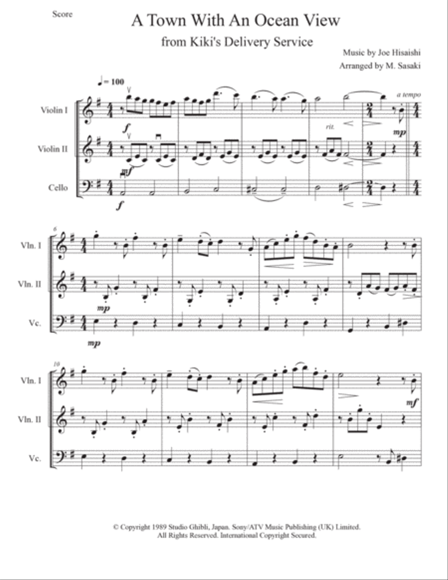 Kiki's Delivery Service (on A Clear Day) String Trio scores gallery preview page 2