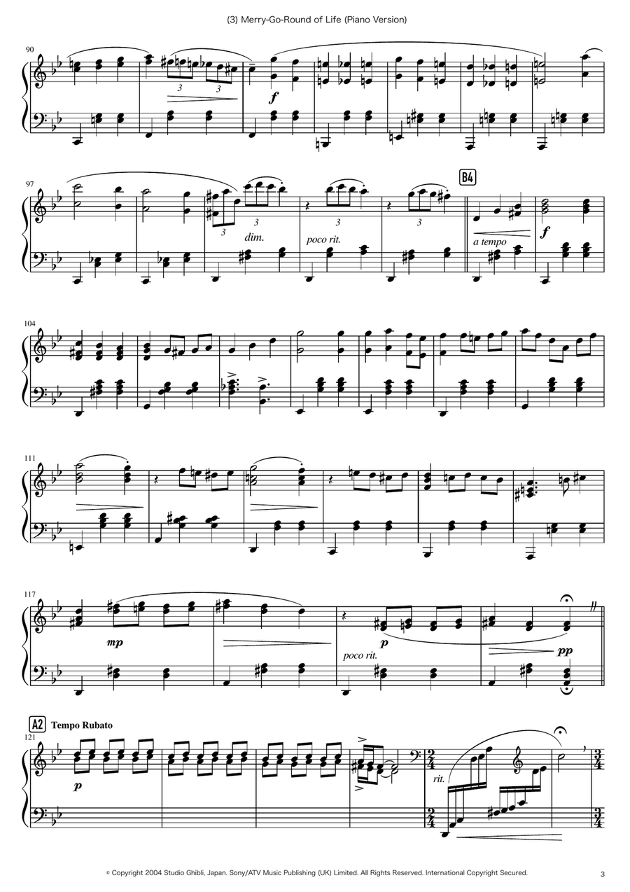 Merry-go-round Of Life Piano Solo scores gallery preview page 3
