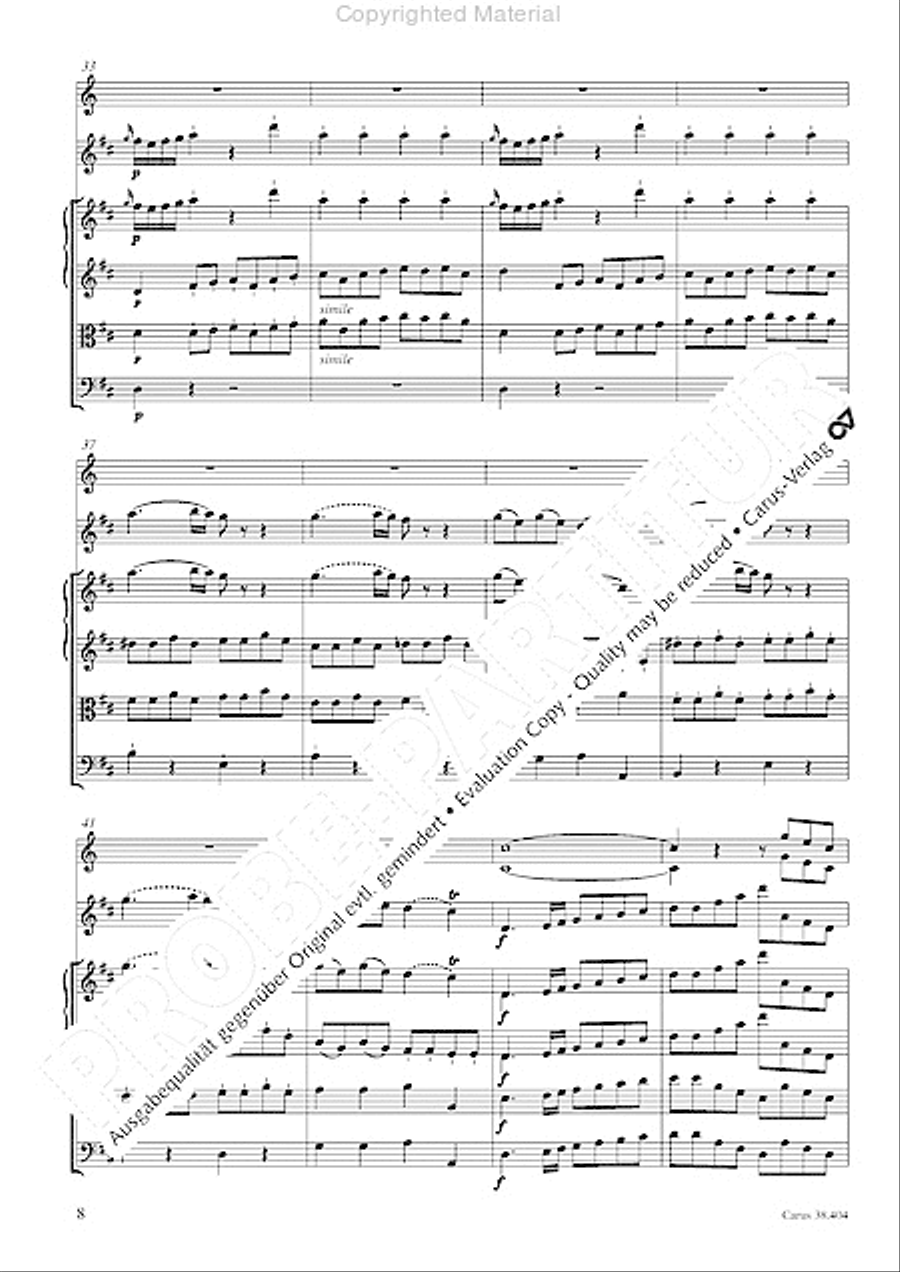 Concerto for Flute in D major (Concerto per il Flauto traverso in D / Flotenkonzert in D) Flute Solo scores gallery preview page 10
