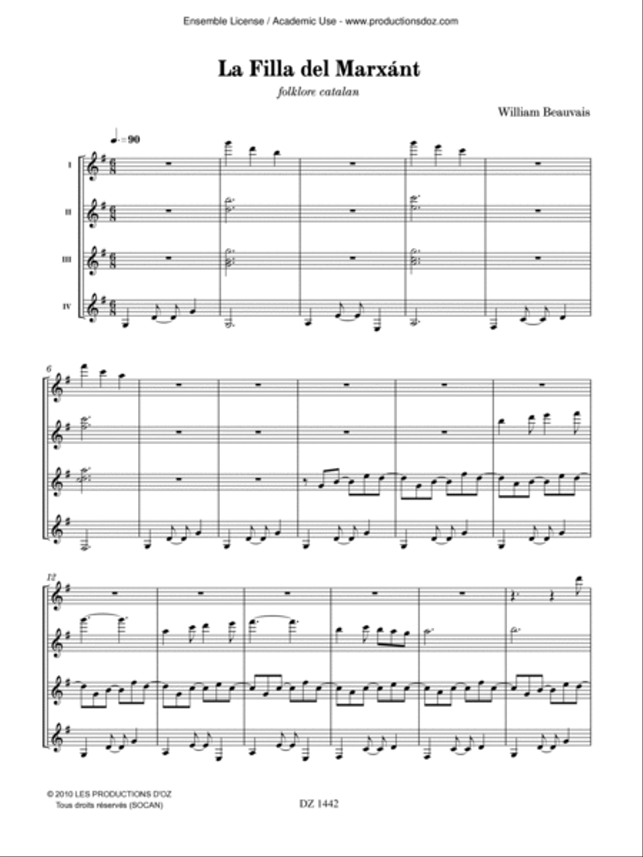 La Filla del Marxánt Guitar Ensemble scores gallery preview page 3