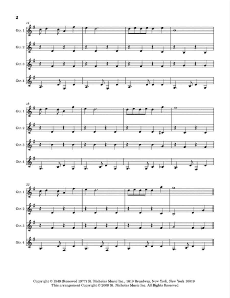 Rudolph The Red-nosed Reindeer Guitar Ensemble scores gallery preview page 2