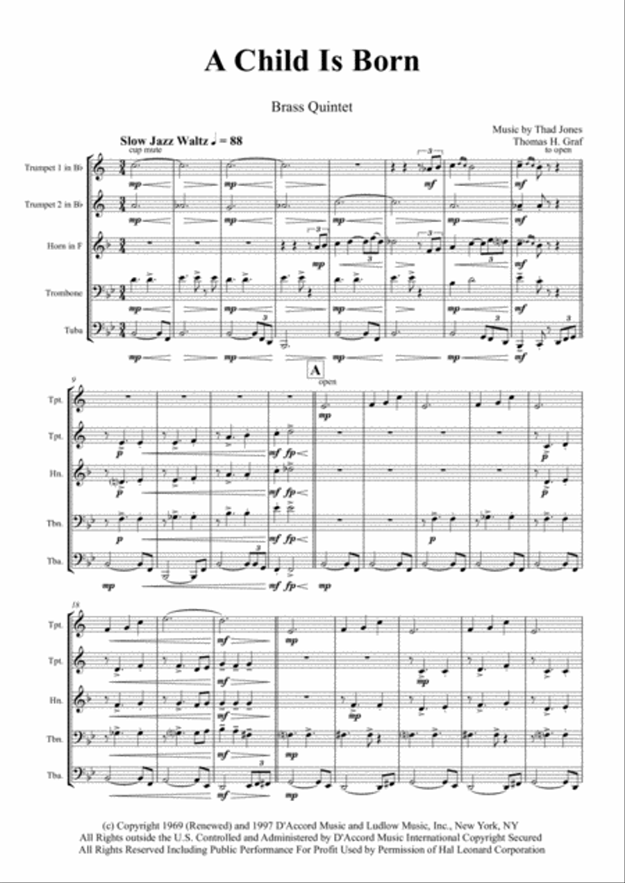 A Child Is Born Horn scores gallery preview page 1