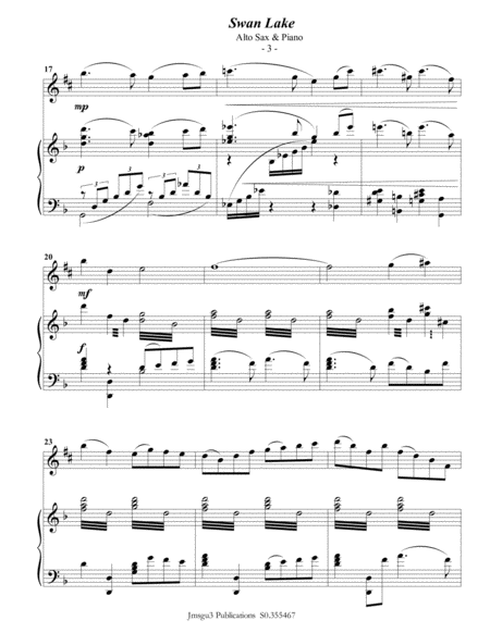 Tchaikovsky: Scene 10 from Swan Lake for Alto Sax & Piano image number null