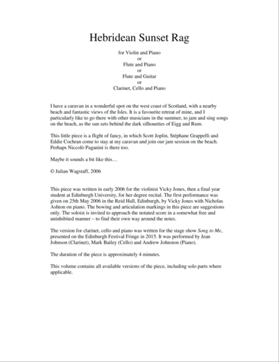 Hebridean Sunset Rag Hebridean Sunset Rag Small Ensemble scores gallery preview page 2