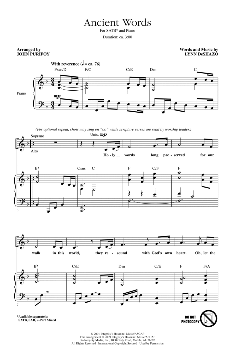 Ancient Words Ancient Words 4-Part scores gallery preview page 1