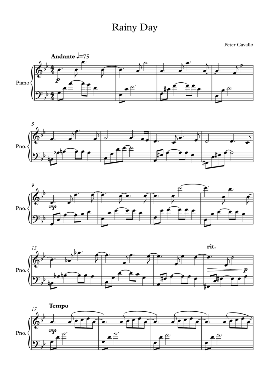 Rainy Day Piano Solo scores gallery preview page 1