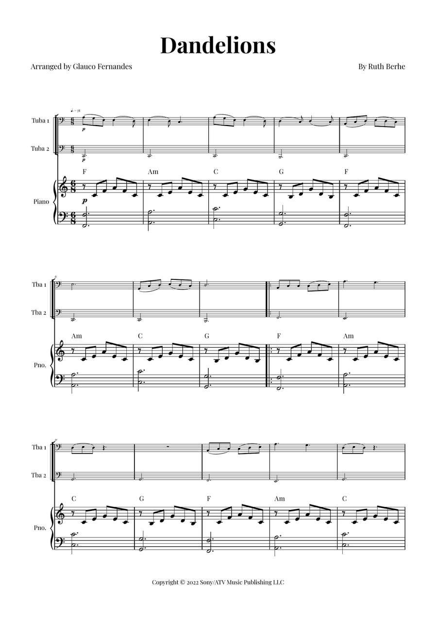 Dandelions Brass Duet scores gallery preview page 1