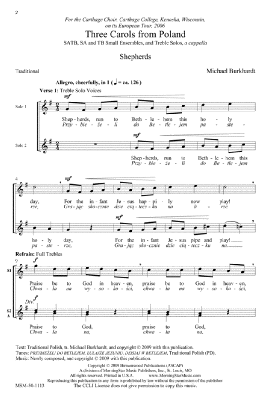 Three Carols from Poland Three Carols from Poland 4-Part scores gallery preview page 2