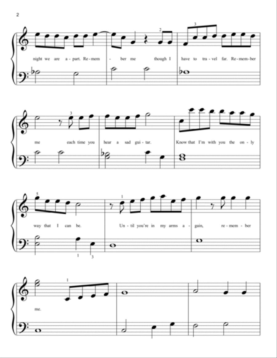 Remember Me (Ernesto de la Cruz) (from Coco) Easy Piano scores gallery preview page 2