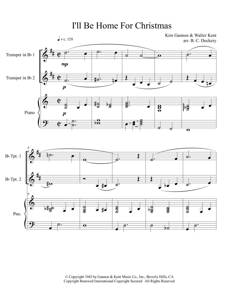I'll Be Home For Christmas Trumpet Duet scores gallery preview page 1