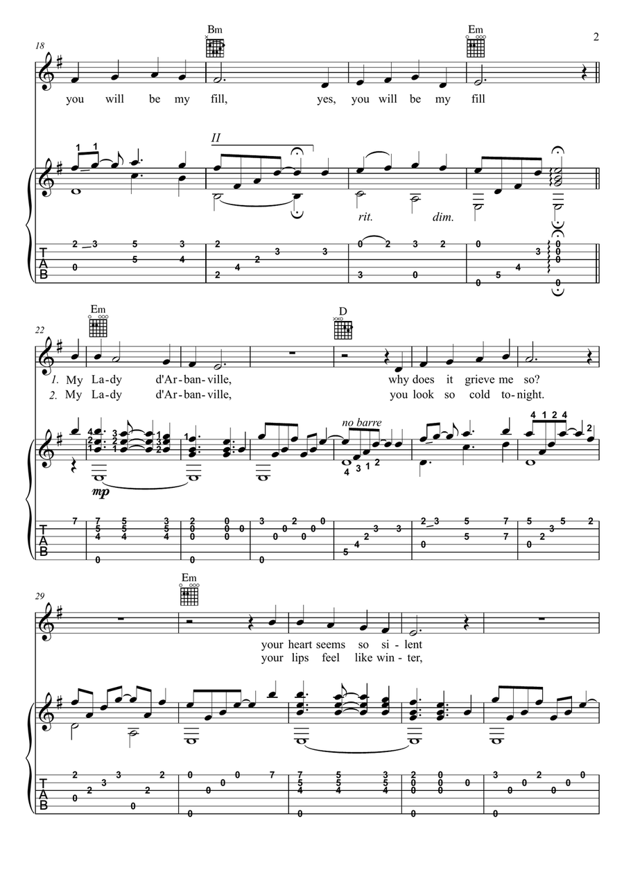 Lady D'arbanville Acoustic Guitar scores gallery preview page 2