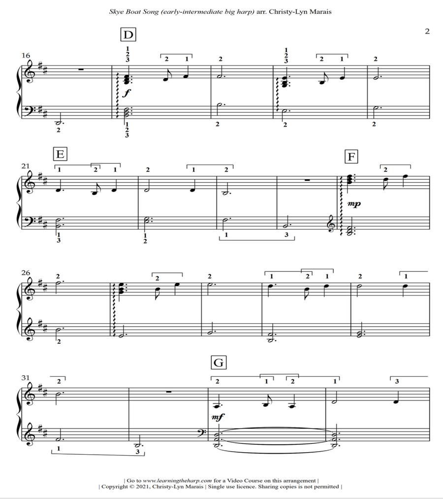 Skye Boat Song - Early-Intermediate for Harp image number null