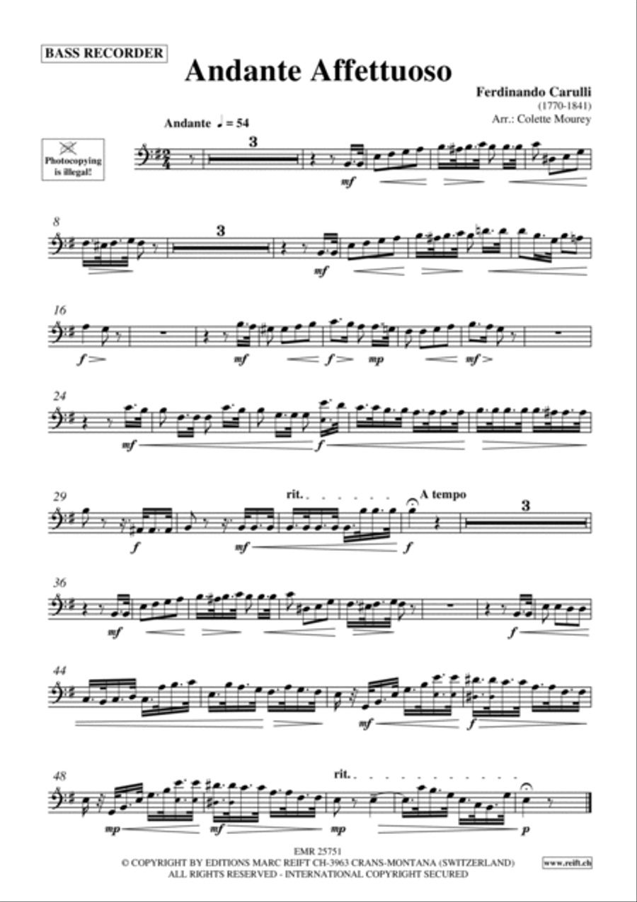 Andante Affettuoso Andante Affettuoso Bass Recorder scores gallery preview page 2