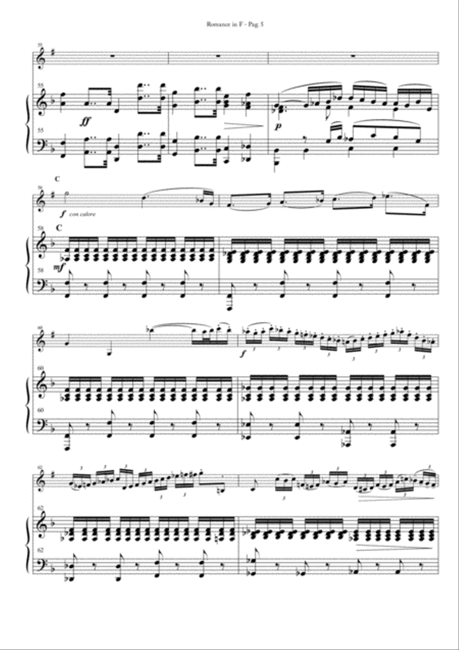 Romance in F for Clarinet and Piano Clarinet Solo scores gallery preview page 5