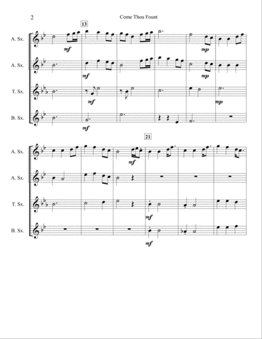 Come Thou Fount of Every Blessing (Sax Quartet) Saxophone Quartet scores gallery preview page 5