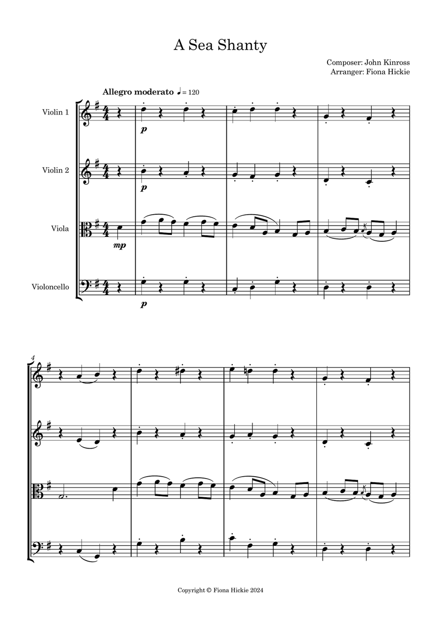 A Sea Shanty A Sea Shanty String Quartet scores gallery preview page 2