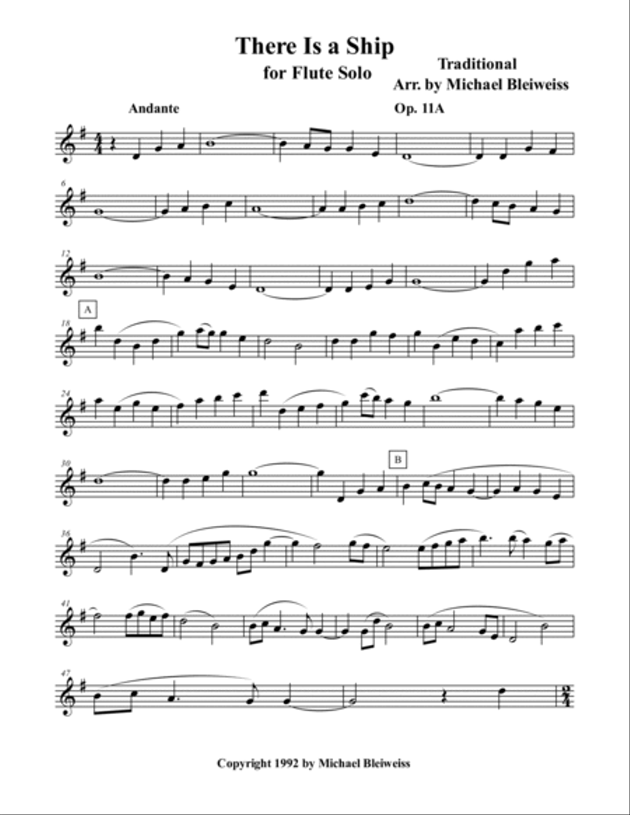 There Is A Ship (The Ocean is Wide) for Flute Solo Flute Solo scores gallery preview page 2