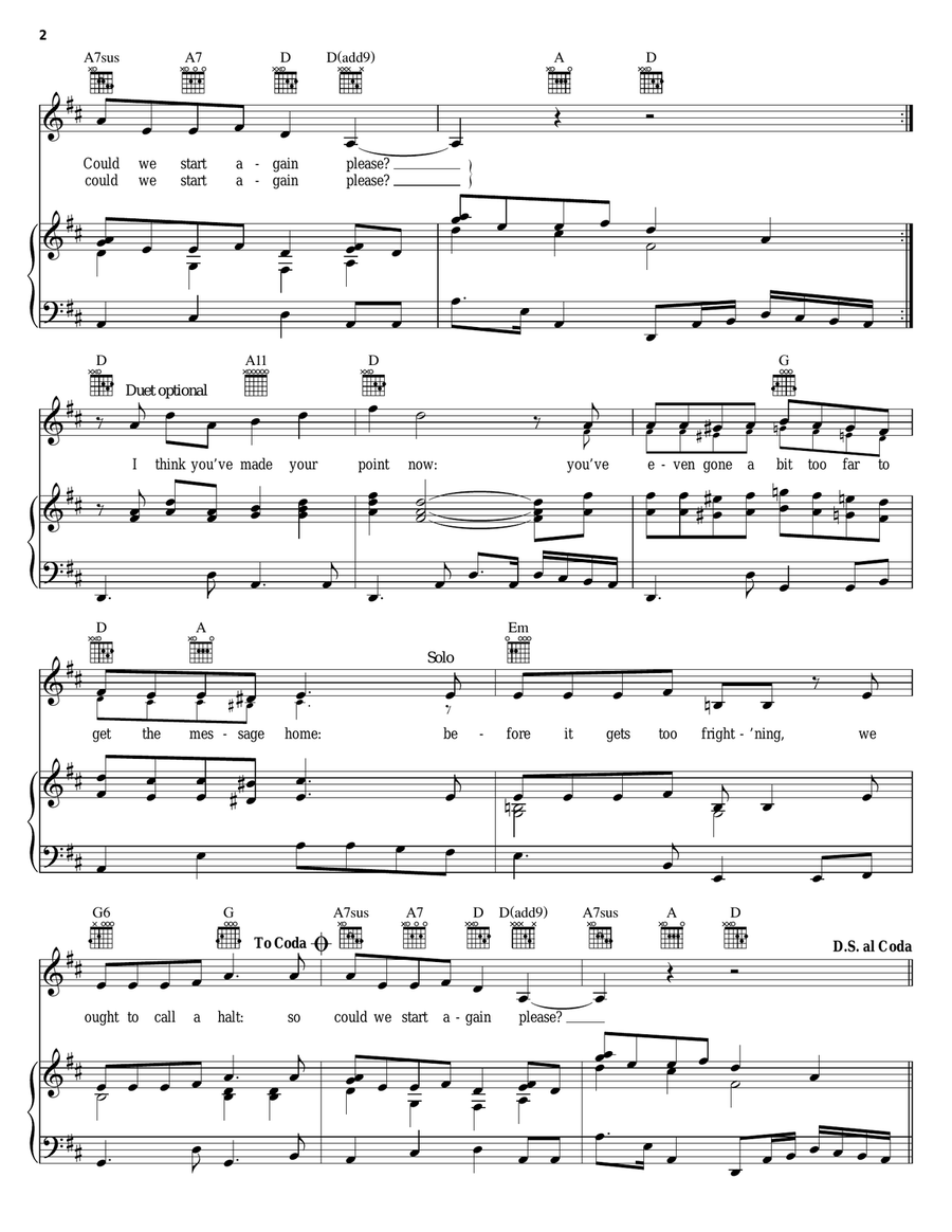 Could We Start Again Please? Piano, Vocal, Guitar scores gallery preview page 2
