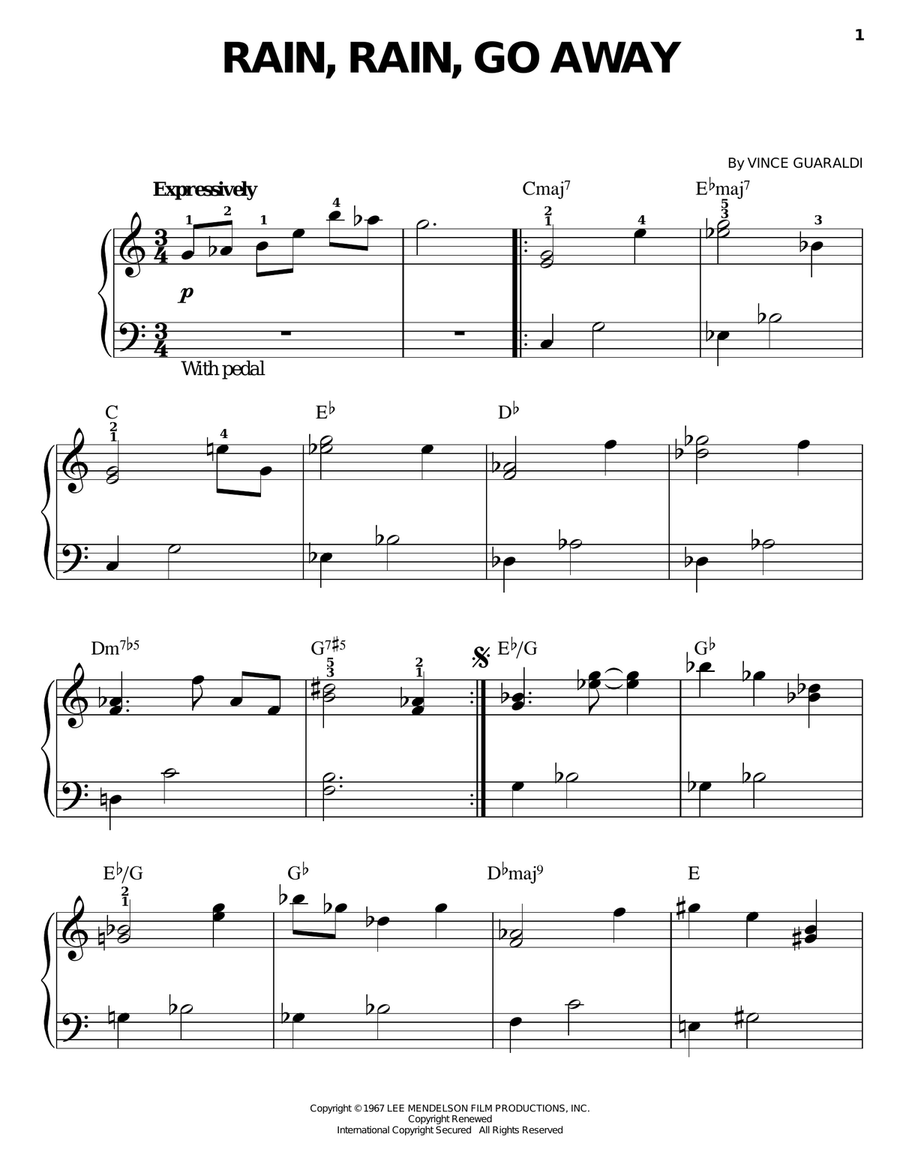 Rain, Rain, Go Away Easy Piano scores gallery preview page 1