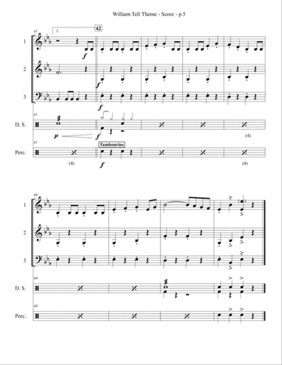 William Tell Theme - 3-part Woodwind and/or Brass Ensemble with Optional Percussion - Flexible Instr 3-Part scores gallery preview page 6