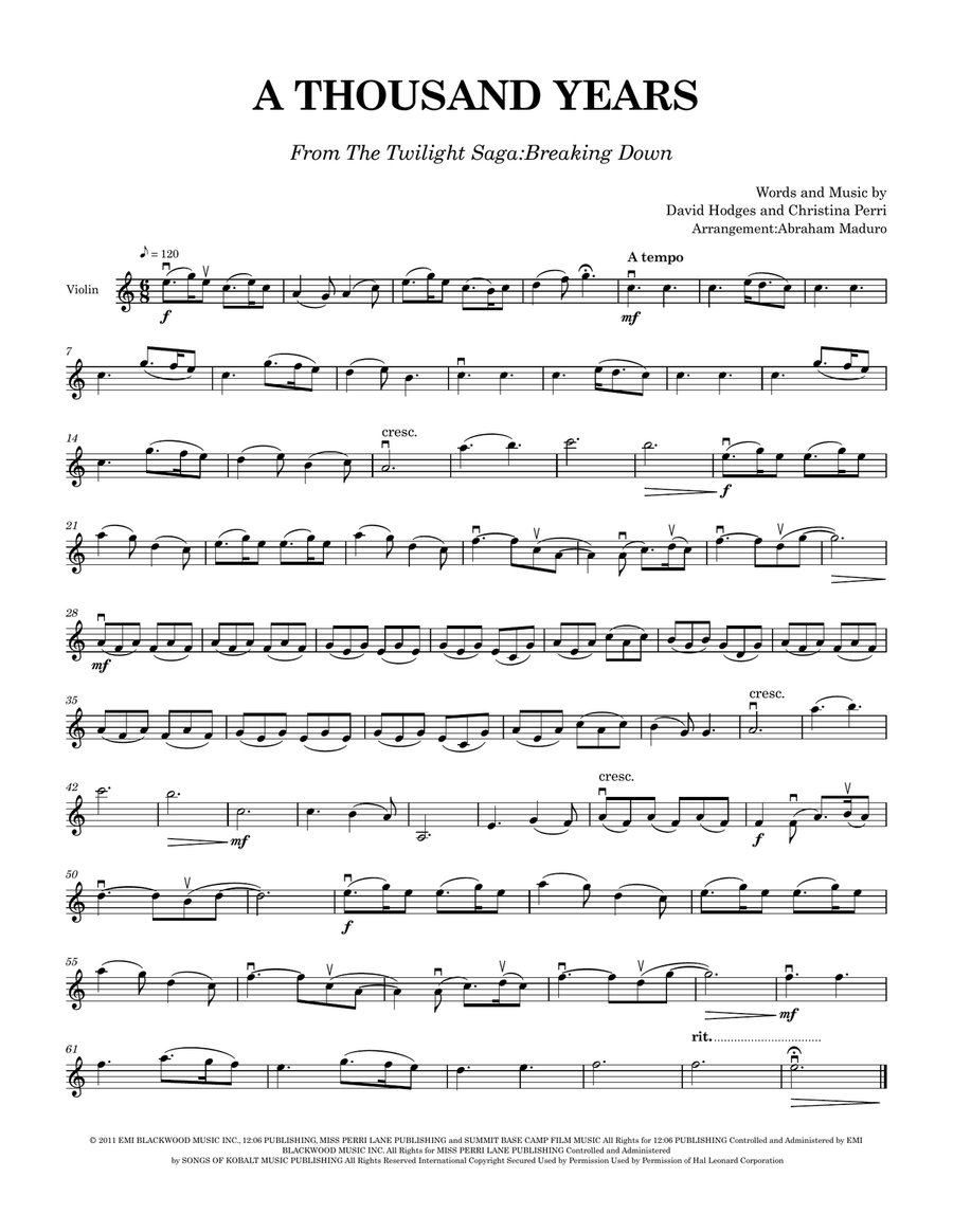 A Thousand Years String Duet scores gallery preview page 4