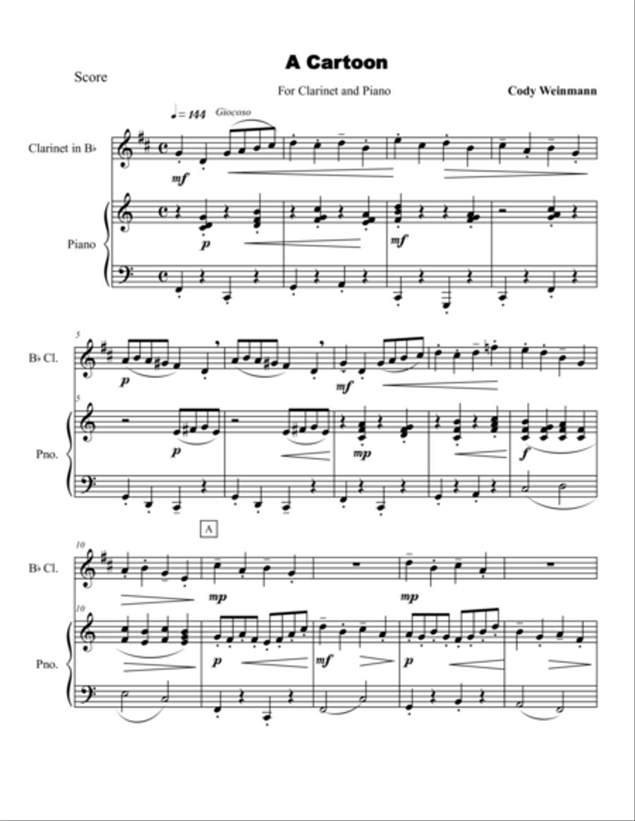 A Cartoon Woodwind Duet - Digital Sheet Music