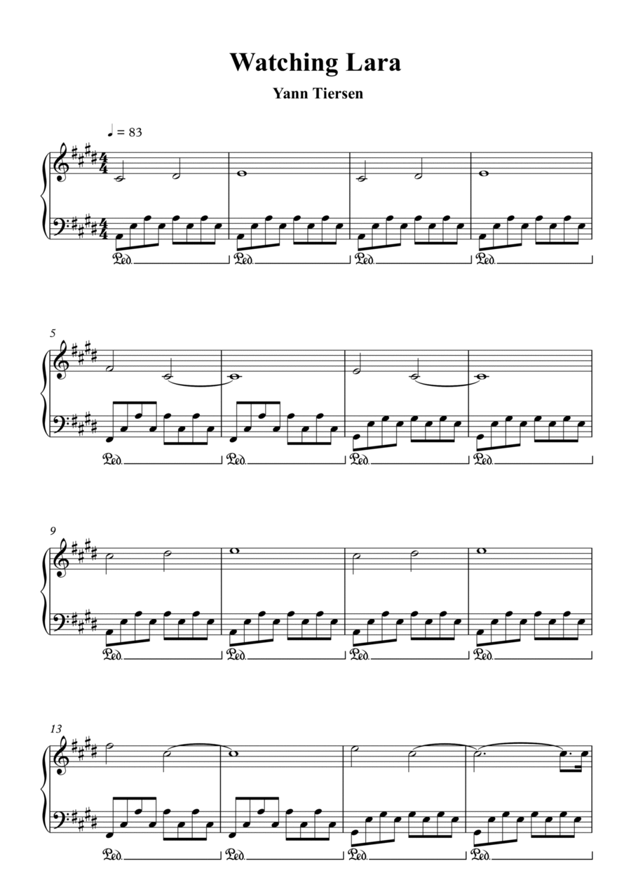 Watching Lara Piano Solo scores gallery preview page 1
