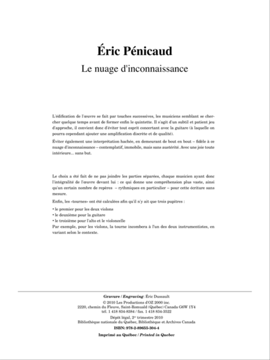 Le nuage d’inconnaissance Cello scores gallery preview page 1