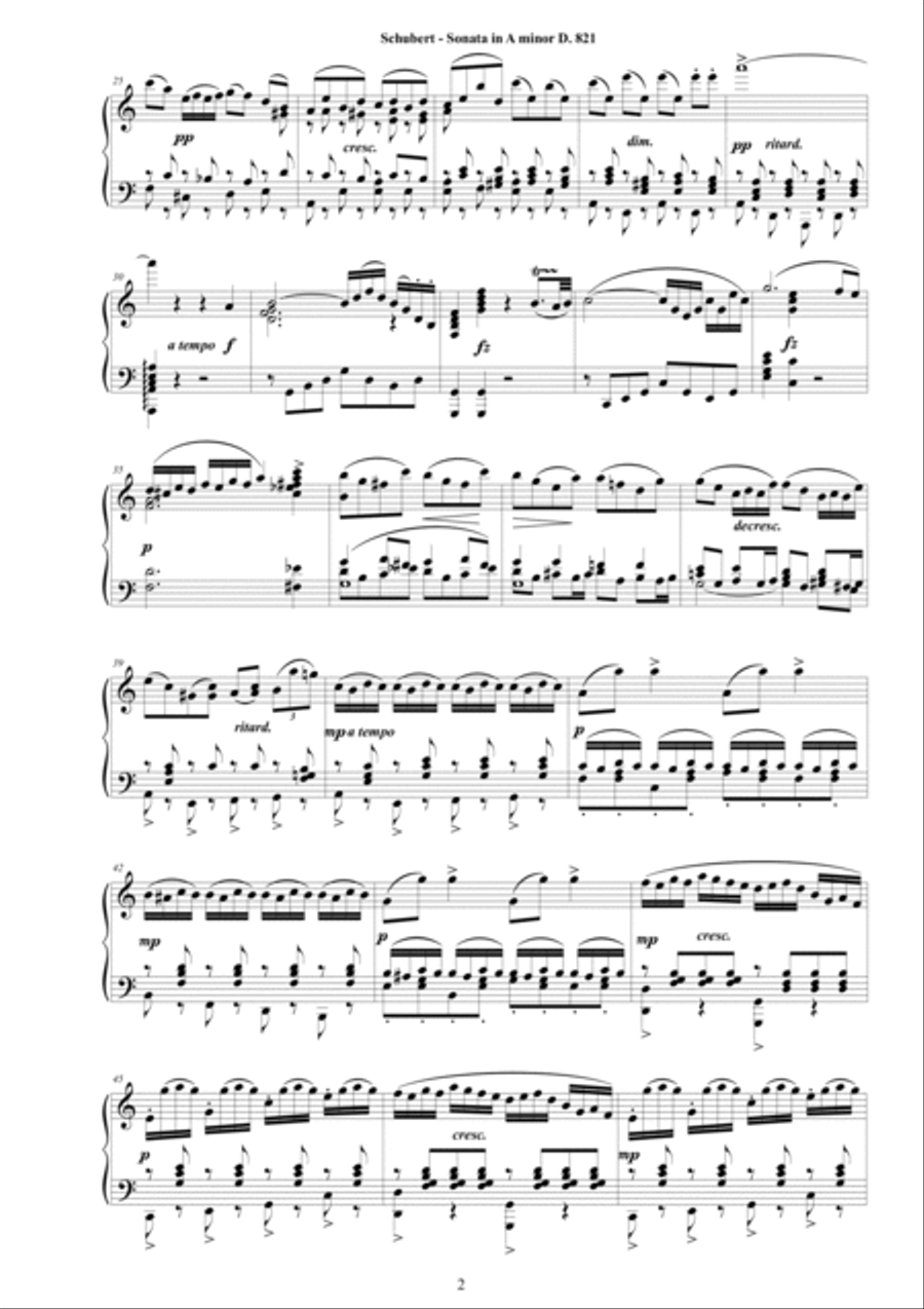 Schubert F - Arpeggione Sonata in A minor D.821 - Piano version Piano Solo scores gallery preview page 2