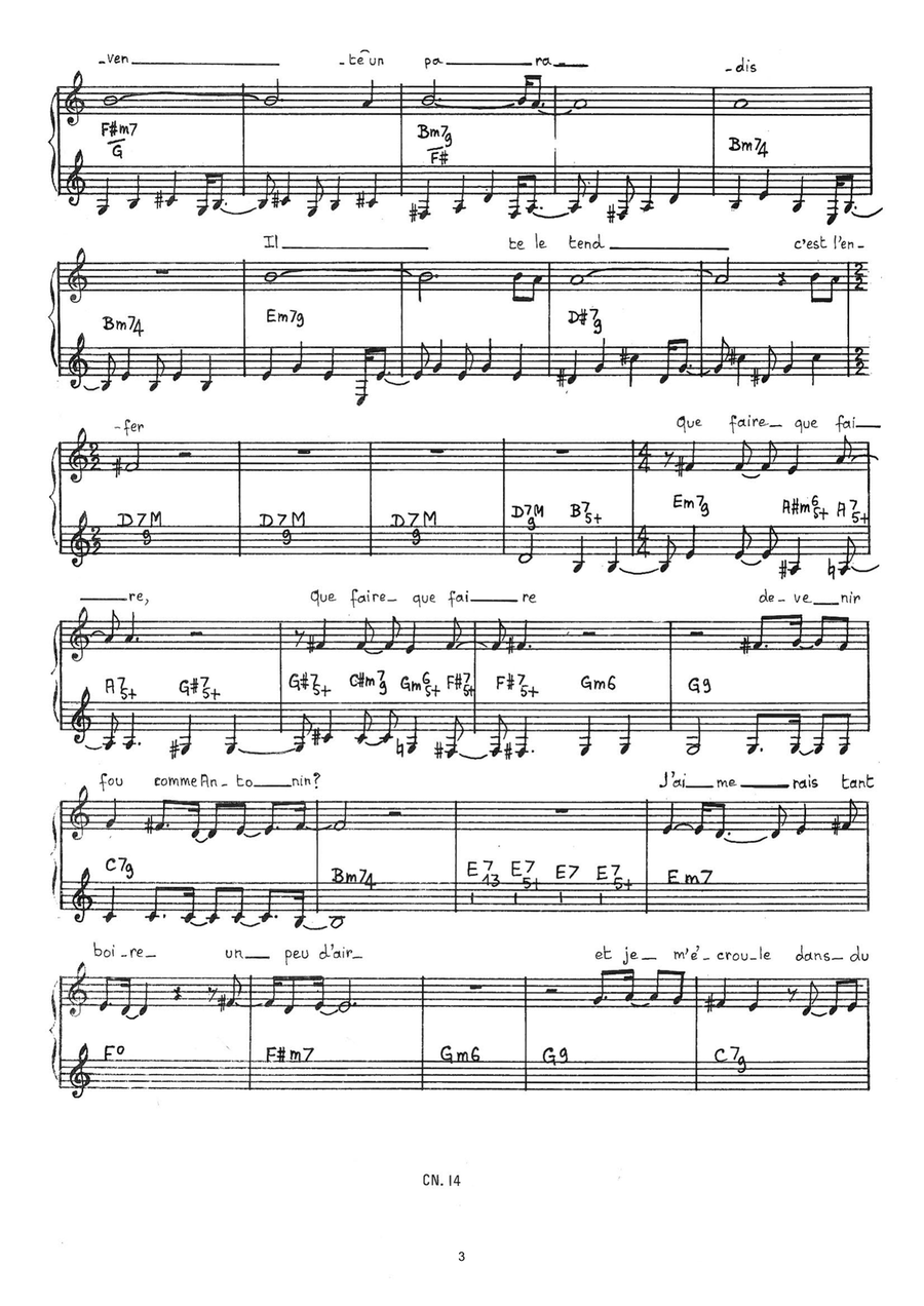 Statue De L'homme Piano, Vocal scores gallery preview page 3