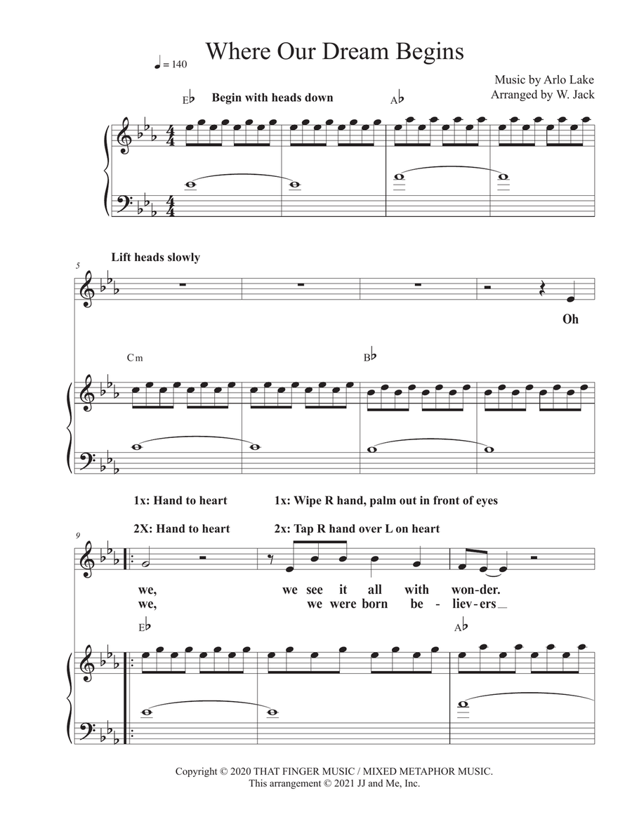 Where Our Dreams Begin Unison Choir scores gallery preview page 1